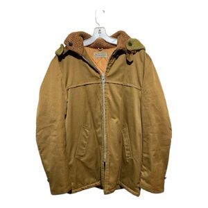 Men’s Vintage Fraternity Prep Wash N Wear Hooded Satin Quilt Lined Jacket Sz XL